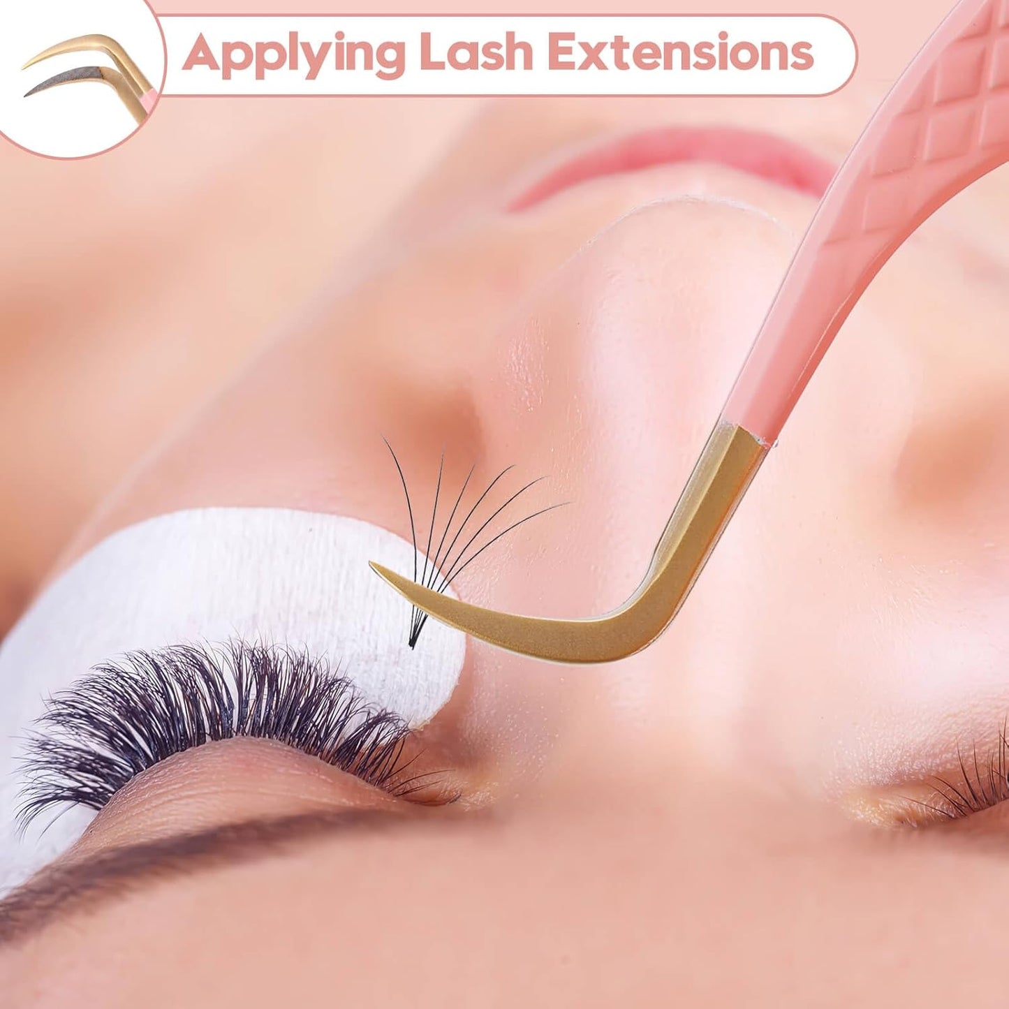 Ms.Queen Lash Tweezers for Eyelash Extensions,Fiber Tip Master Volume Lash Extension Tweezers with Diamond Grip