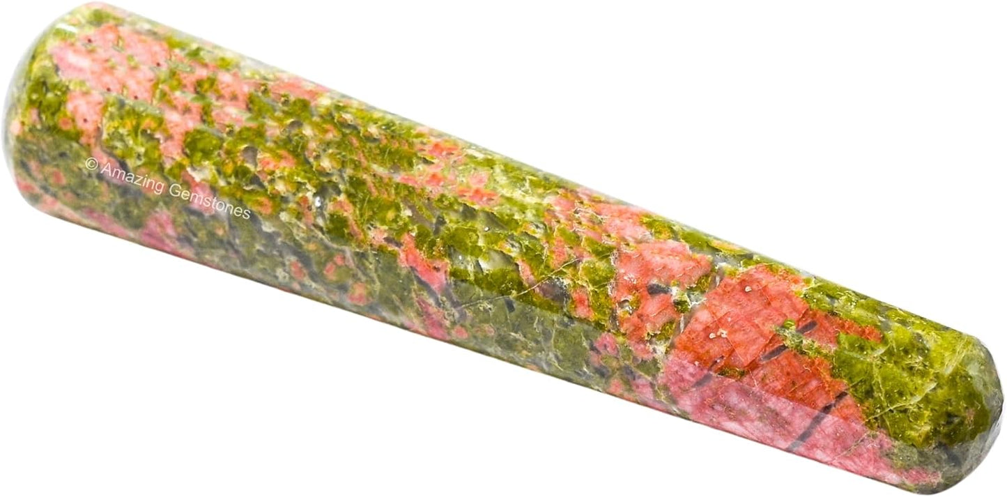 Amazing Gemstone Unakite Crystal Wand Massage Stick - Pelvic Wand Gua Sha for Adults - Crystals and Healing Stones Massage Wands for Adults Gifts (Smooth)