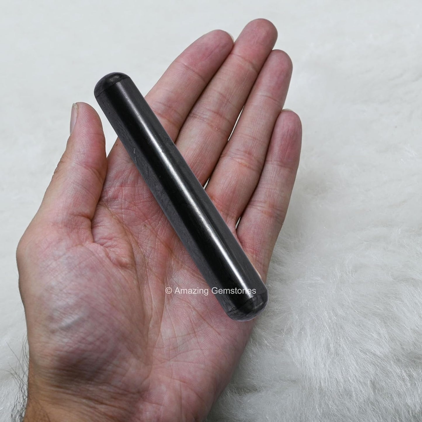Amazing Gemstone Shungite Crystal Wand Massage Stick - Pelvic Wand Gua Sha for Adults - Crystals and Healing Stones Massage Wands for Adults Gifts (Smooth)