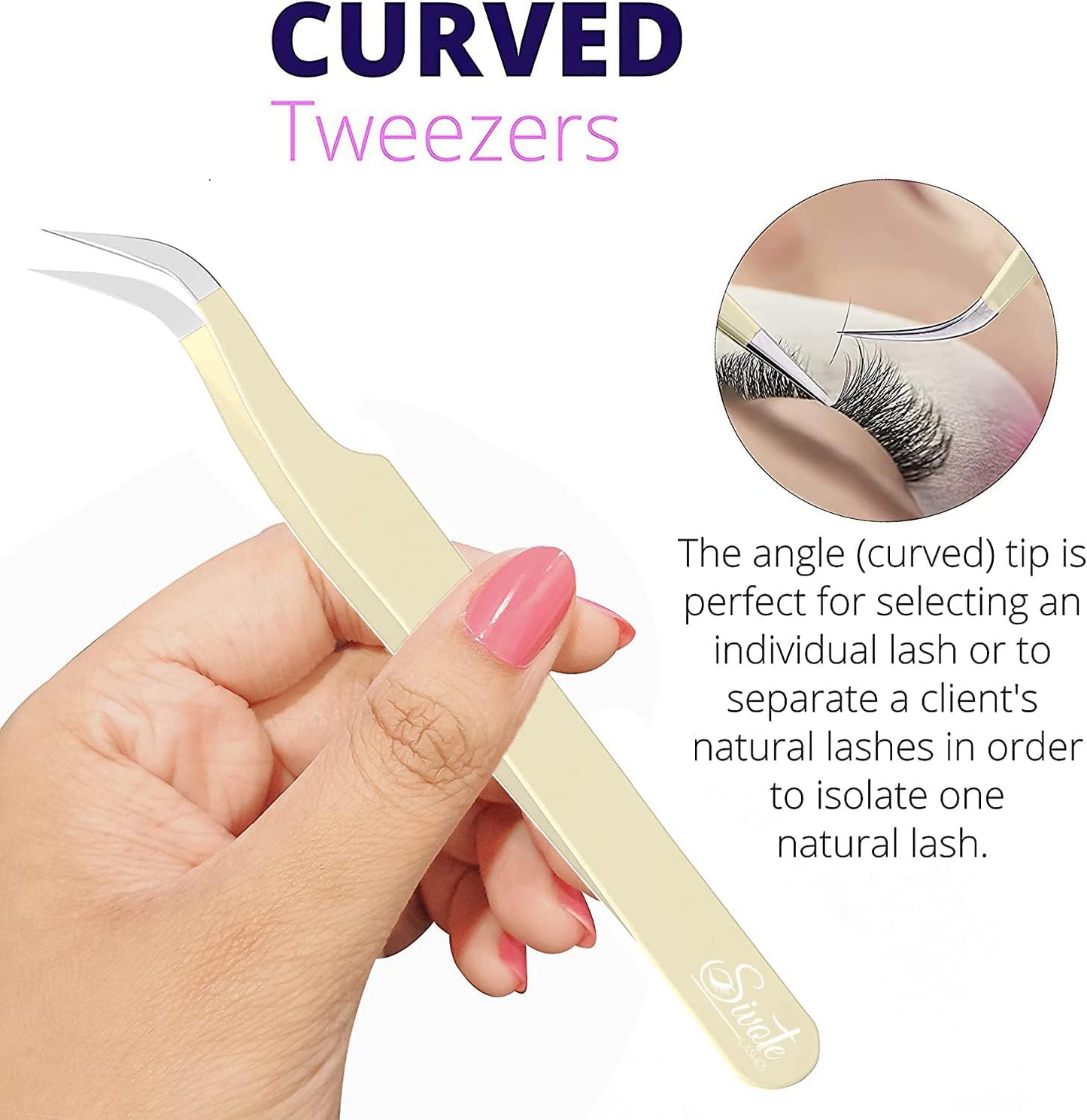 SIVOTE Lash Tweezers for Eyelash Extensions for Volume, Isolation & Classic Lashes, 3 Pack, Vanilla