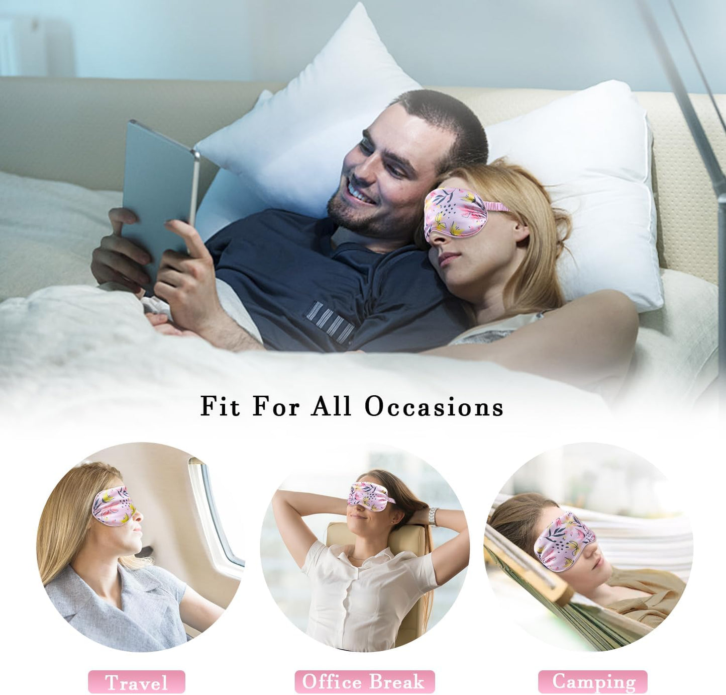 Cooling Eye Mask Silky Satin Sleep Mask with Cold Gel Weighted Microwave Heated Pad Eye Compress for Dry Eyes Care Sleeping Women Man Blackout Blindfold for Migraine Puffy Swollen