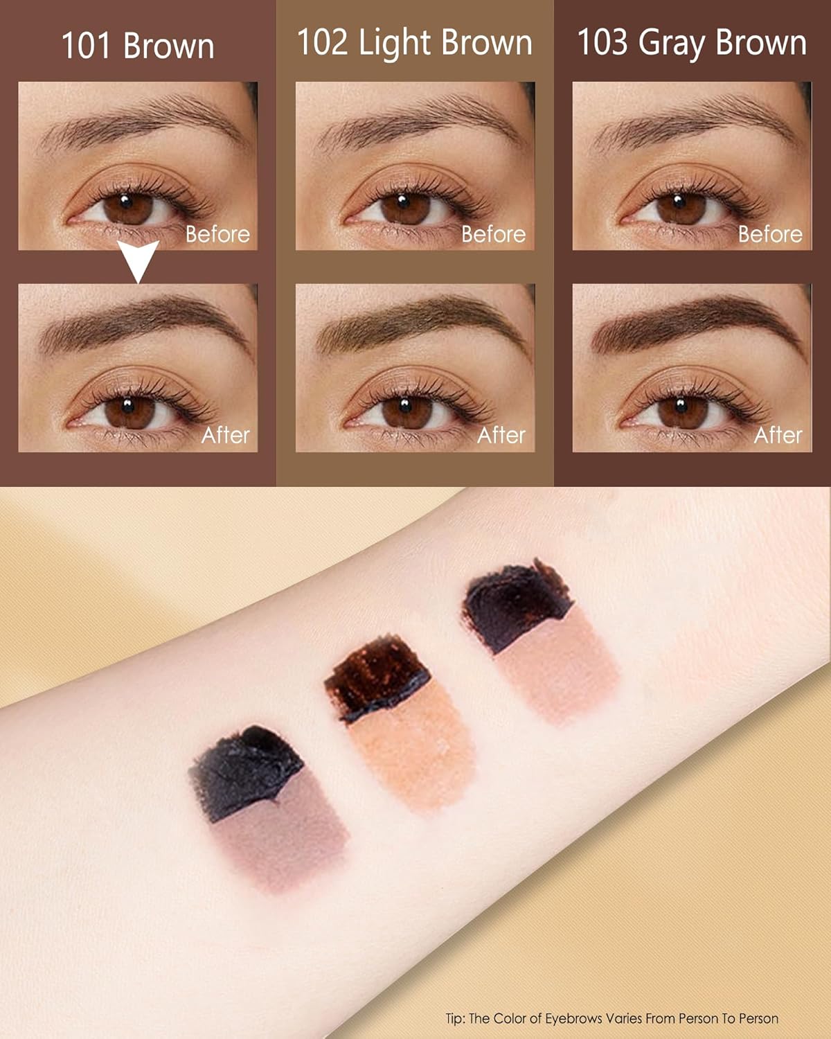 Eyebrow Gel Peel Off, 2Pcs Brown Tattoo Eyebrow Gel Easy Peel Off, Long Lasting Waterproof Eye Brow Tinting Dye, Tattoo Brow Stain Tint Kit for Natural Eye Makeup, Thanksgiving Gift for Women-01