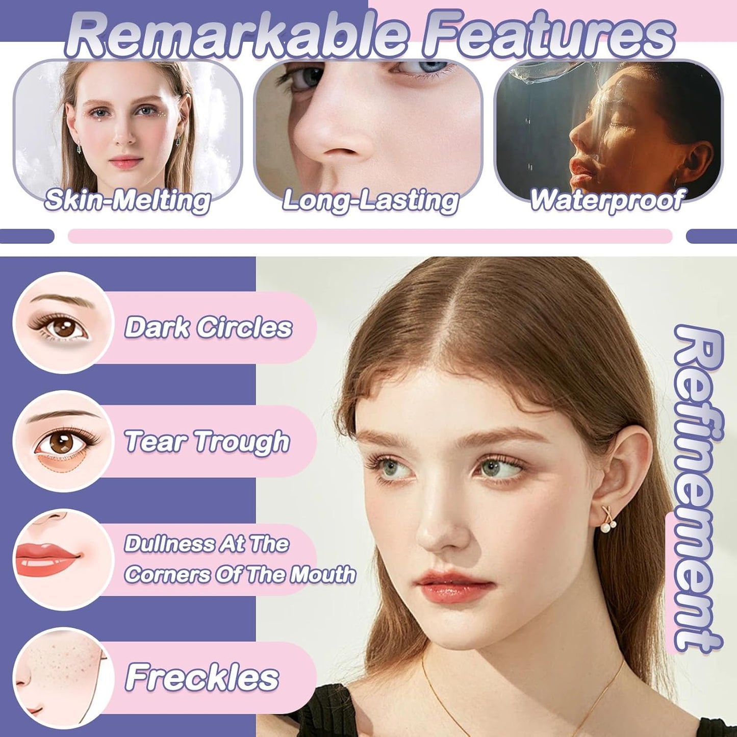 2PCS Tri Color Corrector Face Concealer Palette Set with Brush,Moisturizing Long Lasting Waterproof Color Correcting Concealer Full Coverage Cream Contour Foundation Makeup Palette Kit