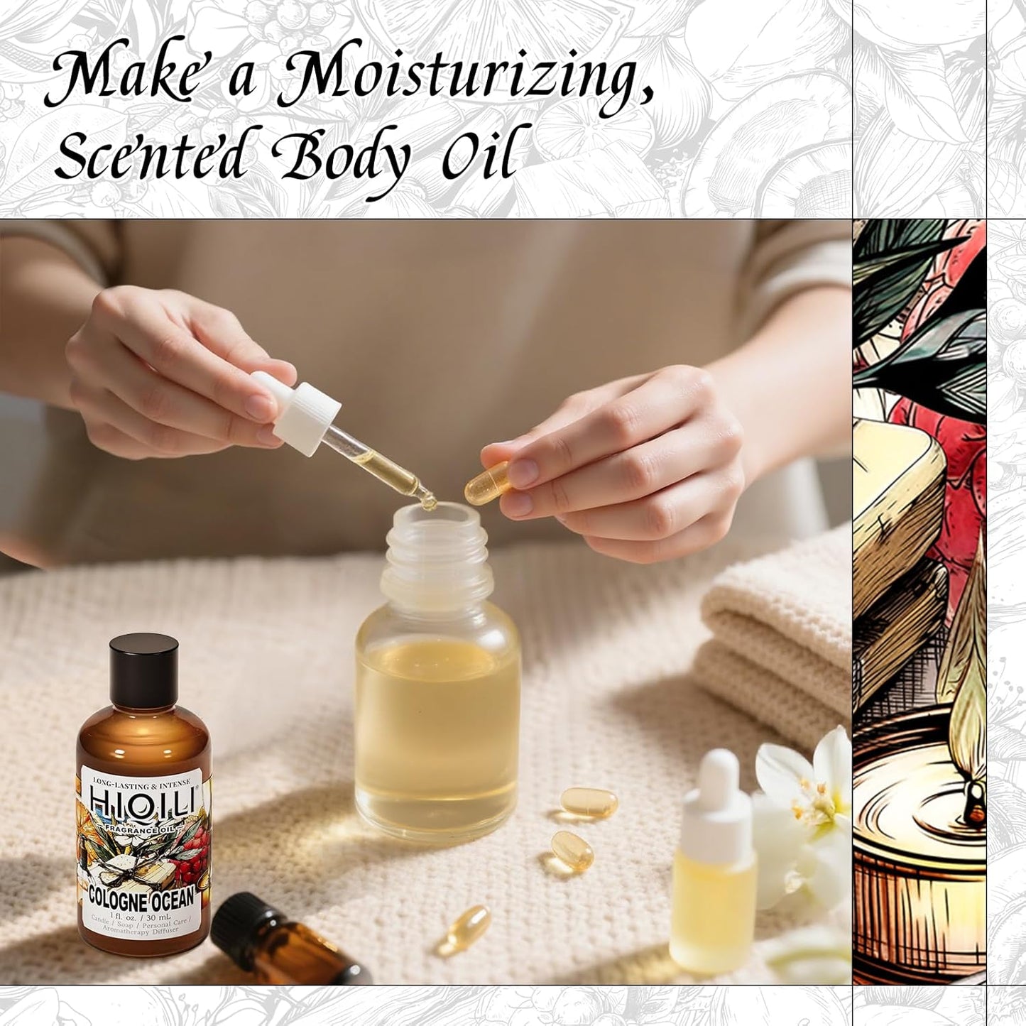 HIQILI Blanc Amour Fragrance Oil - for Candle, Soap & Perfume Making, Inspired by Byrdo Bl.nche, Floral Scent, Add to Body Oil, for Essential Oil Diffuser - 1 Fl Oz