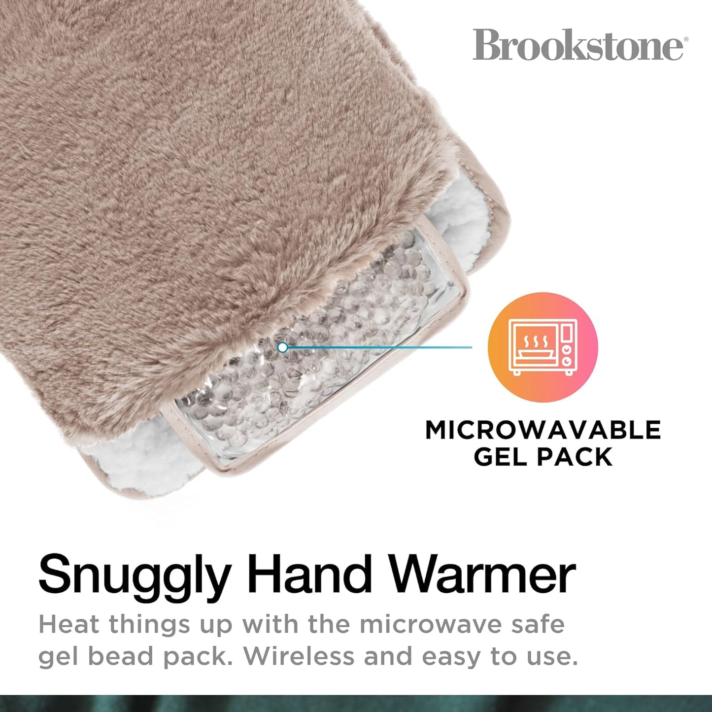 Brookstone Faux Fur Hand Warmer | Soothe Cold Hand Muff with Microwavable Gel Pack for Long Lasting Heat | Cozy Sherpa & Plush Lining for Ultimate Comfort | Hand Muffs for Women & Men