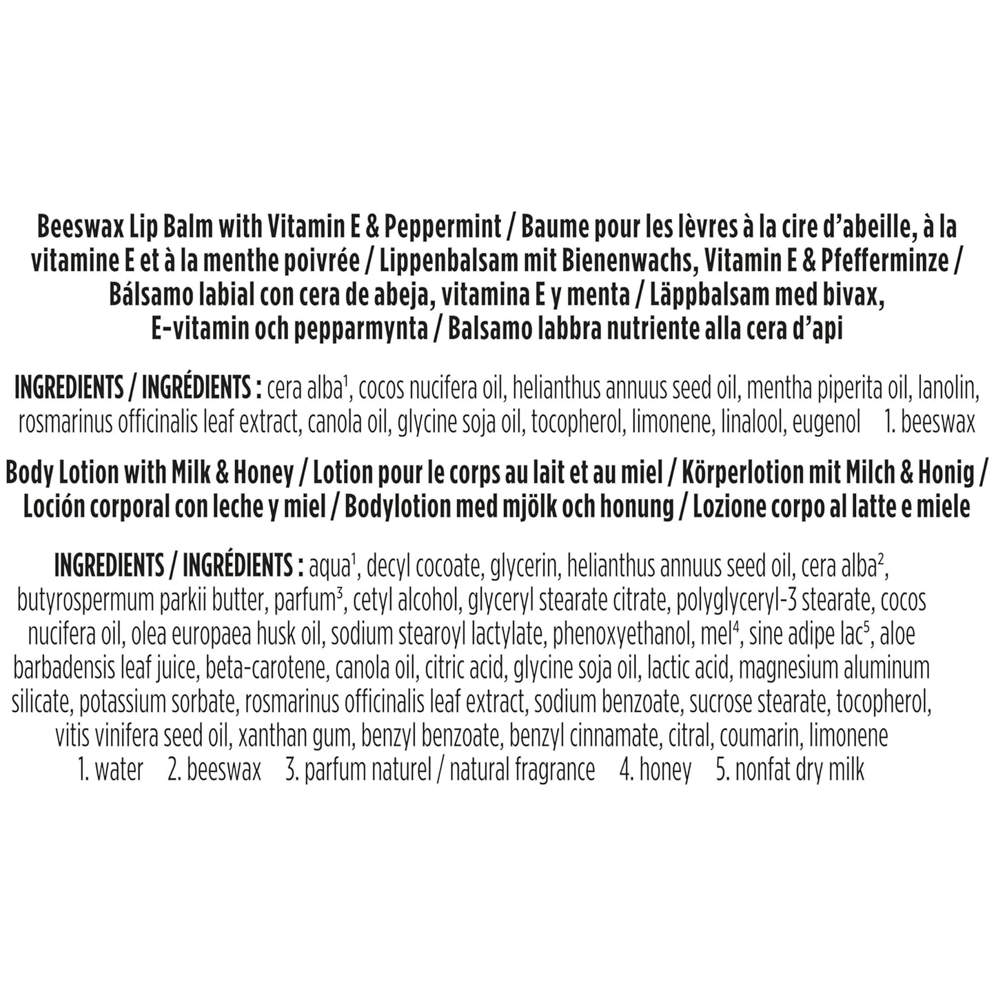 Burt's Bees Hive Favorites Beeswax Holiday Gift Set, Beeswax Lip Balm and Travel Size Body Lotion with Milk and Honey