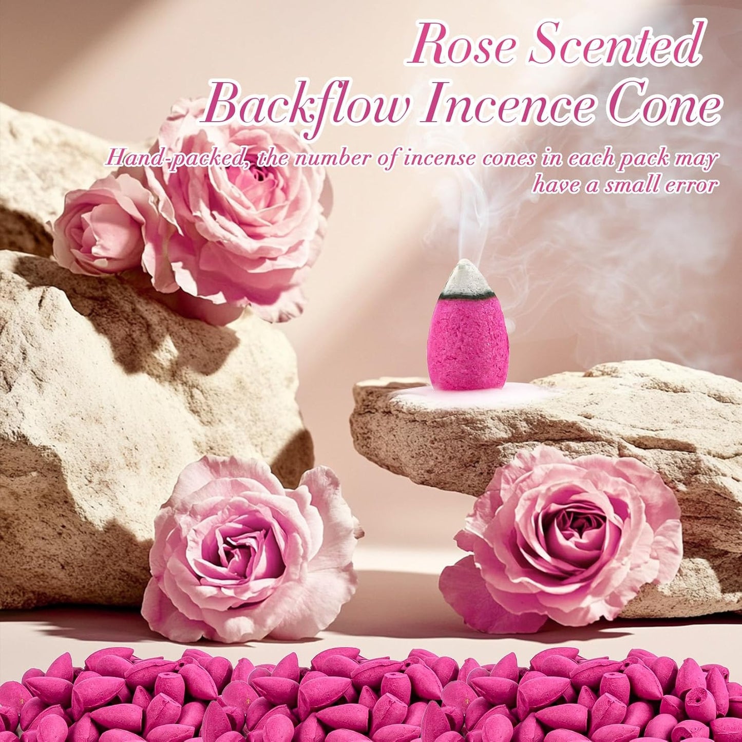 Sukh Backflow Incense Cones for Waterfall - 108 PCS Waterfall Scented Cone Bulk Aromatic Smoke Fountain for Aromatherapy Yoga Relaxation Home Decor(Rose Scents)