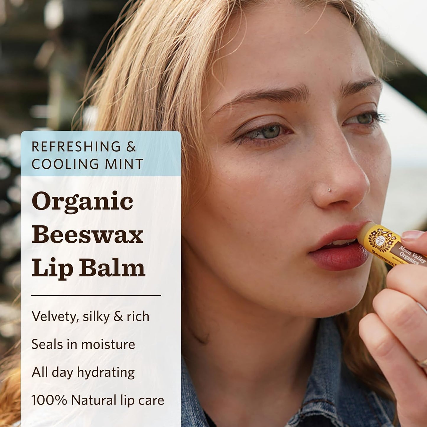 Moon Valley Organics Beeswax Lip Balm for Moisturizing Lips and Cuticles (COOL MINT VANILLA, 6-Pack)