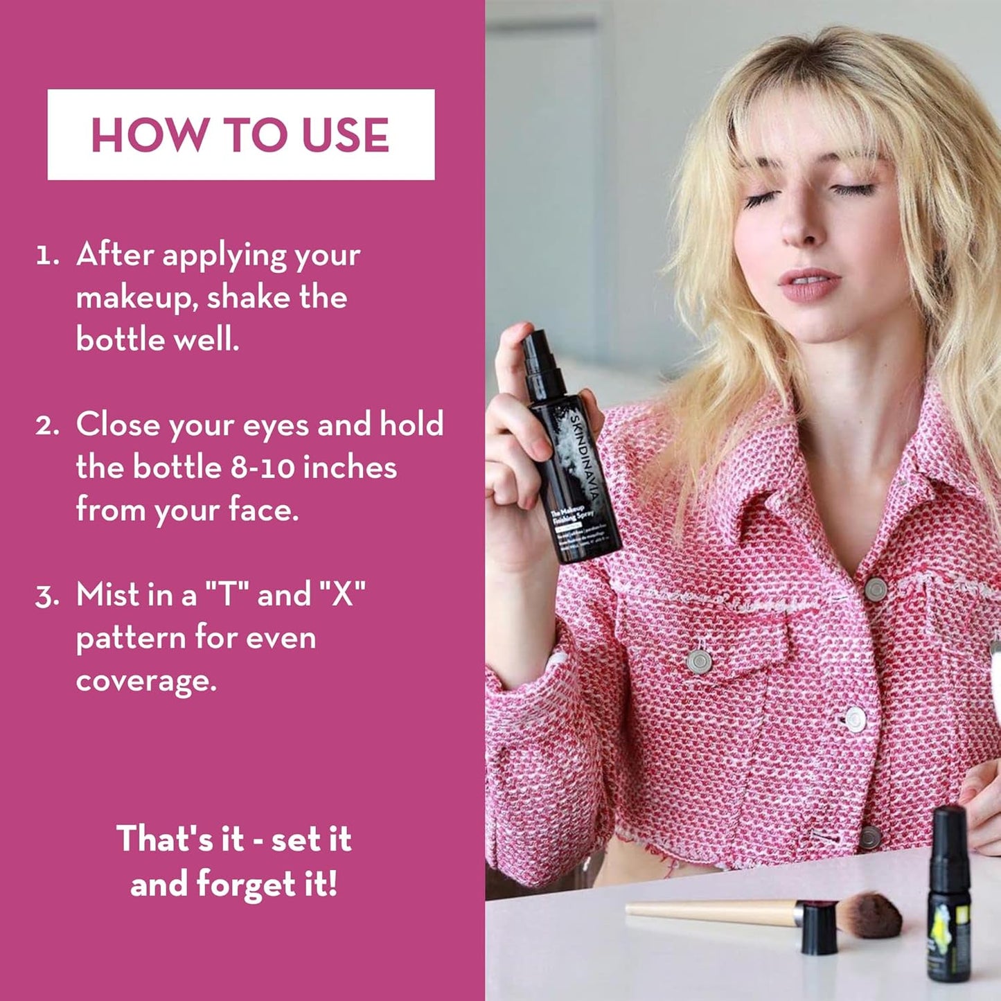 SKINDINAVIA The Makeup Finishing Spray, Bridal Makeup Setting Spray, All-Day Wear, Long-Lasting Up to 16+ Hours, Heat-Resistant & Waterproof, Wedding Day, Bridal Shower Gift, 2.0 Oz