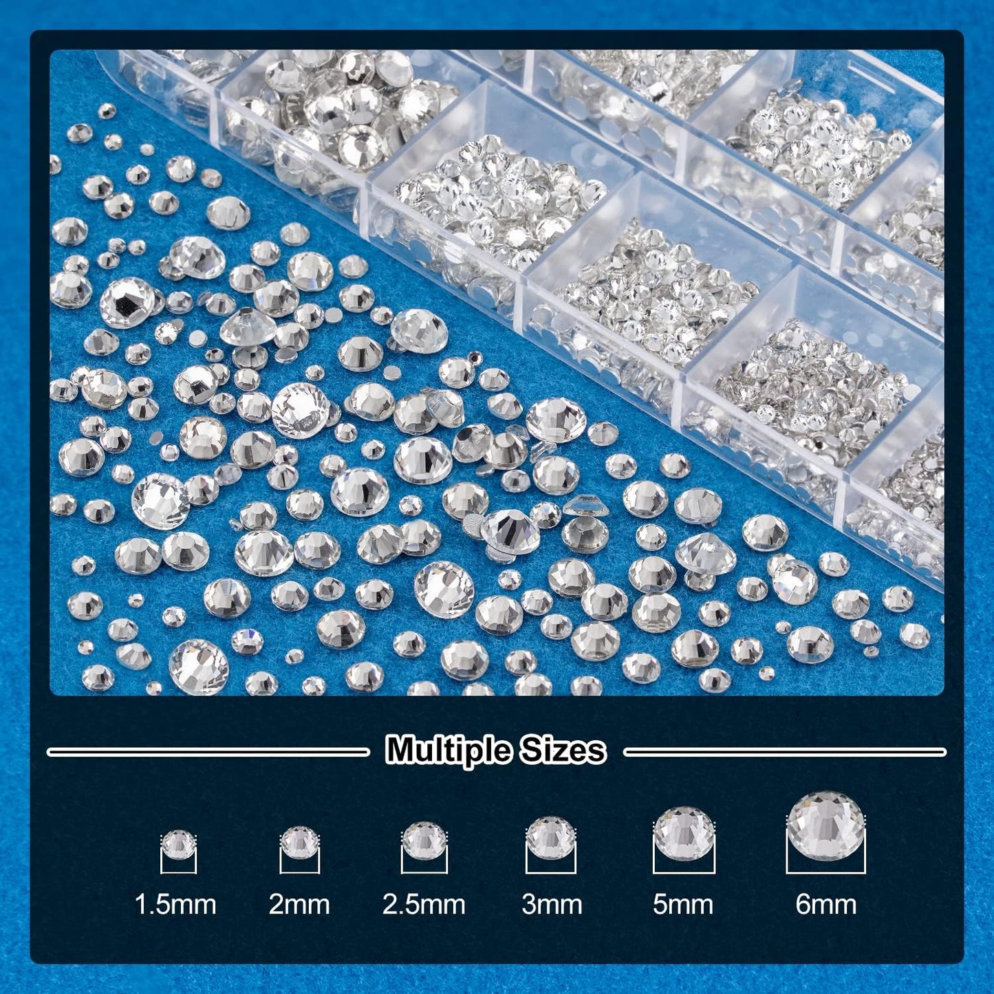 Nail Art Rhinestone Glue Gel&Flatback Gems Accessories Kit, 1 Tube of 15ml Rhinestone Gel Glue(UV/LED Needed)+1 Box of Flat-Back Round Glass Crystal Clear Gemstones with Pickup Pencil and Tweezer