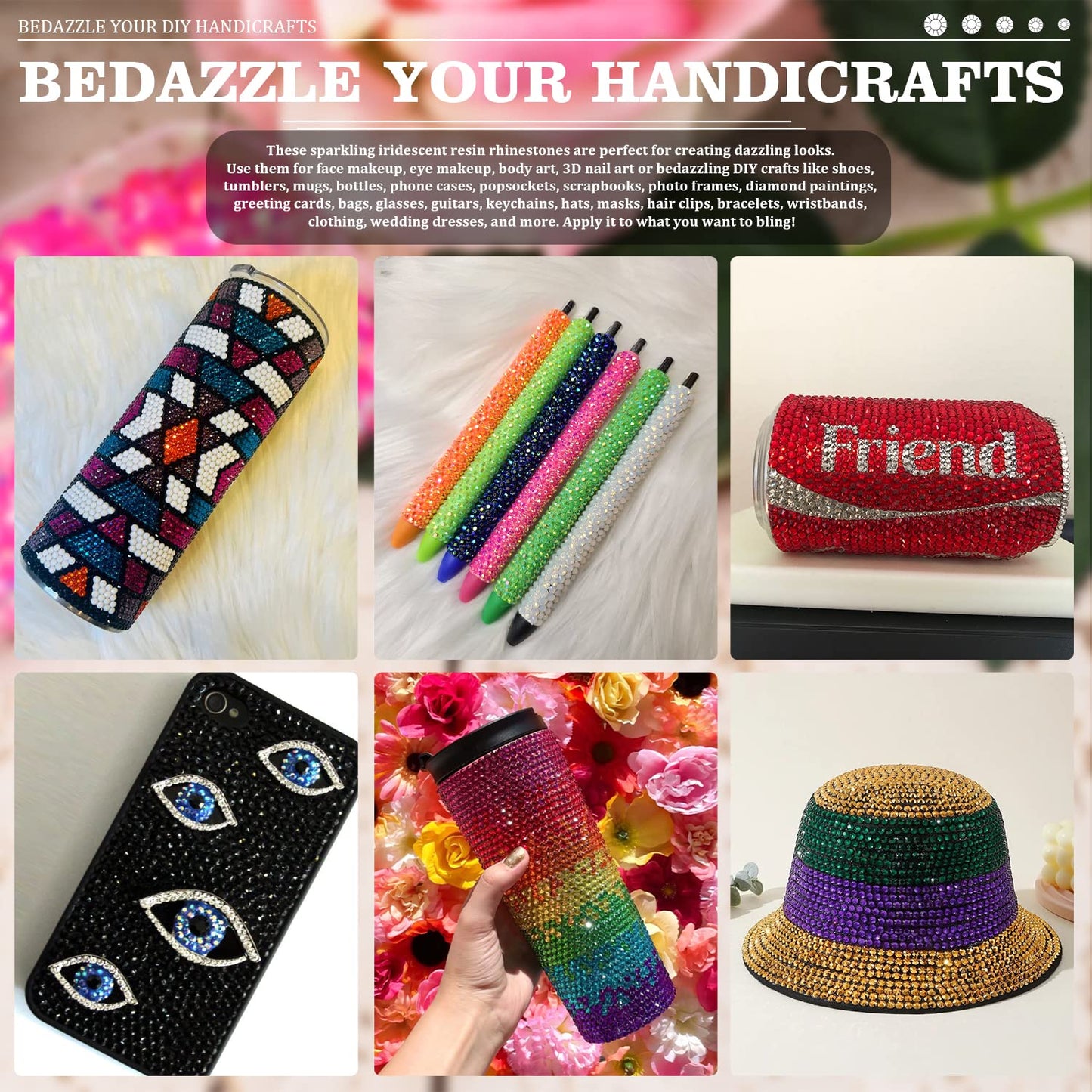 Resin Rhinestones Crafting, 2/3/4/5/6mm Flatback Jelly Rhinestones, 3 Box Mineral Gold Non Hotfix Crystal Gems for Bedazzling Crafts Mugs Tumblers Clothes Makeup Nail