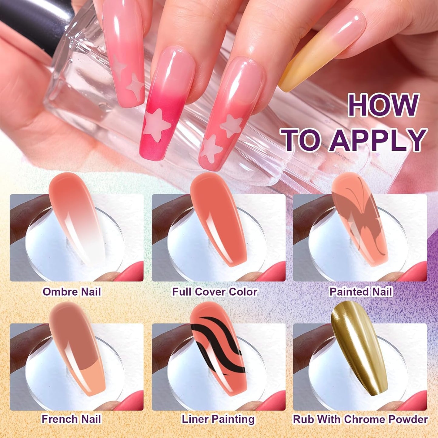 Gradient Painting Gel, 9 Colors Ombre Gel Nail Polish Include Almond Nude Black&White Sponging for Pigment Pat Kit Aura Nails, French Manicure DIY Terracotta Blush Set