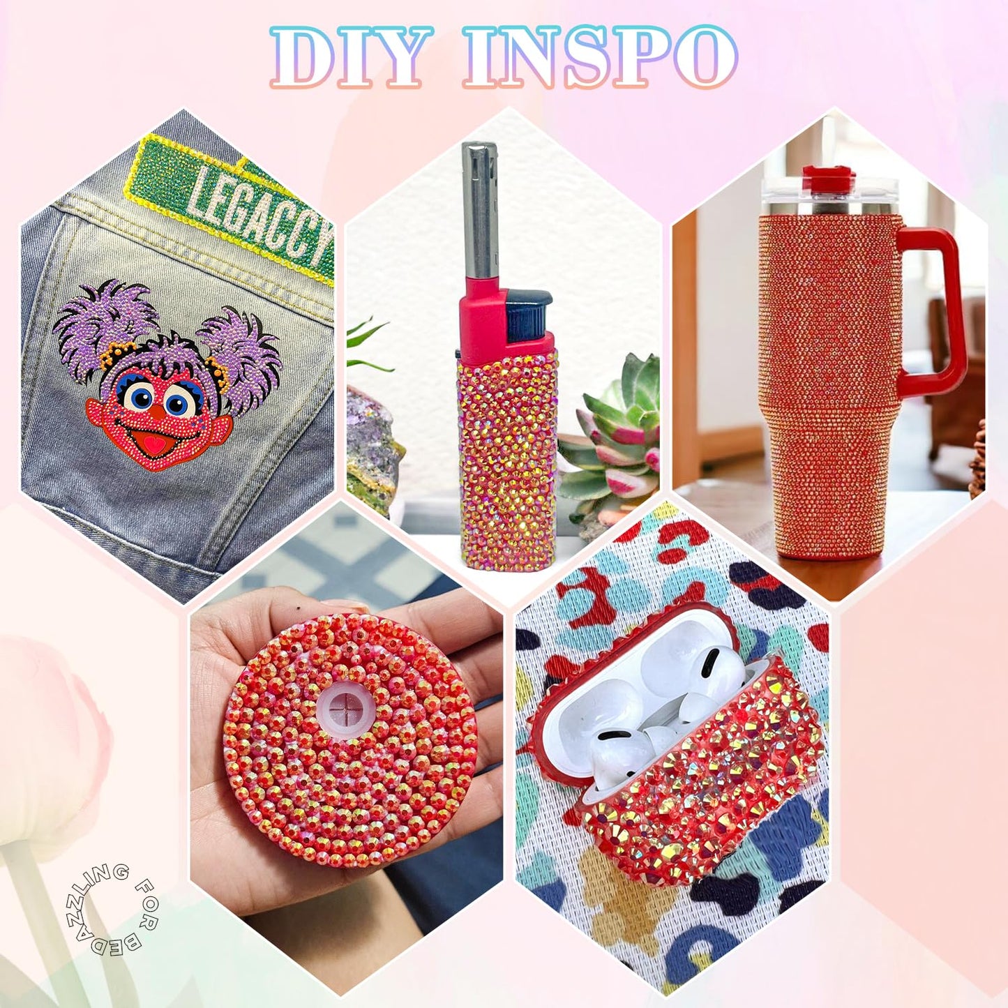 30000Pcs Resin Rhinestones for Bedazzling with 3Pcs B7000 Jewelry Glue, Red AB Flatback Gems Rhinestones for Crafting, Clothing Tumblers Mugs Shoes Fabric Decor Nail Art