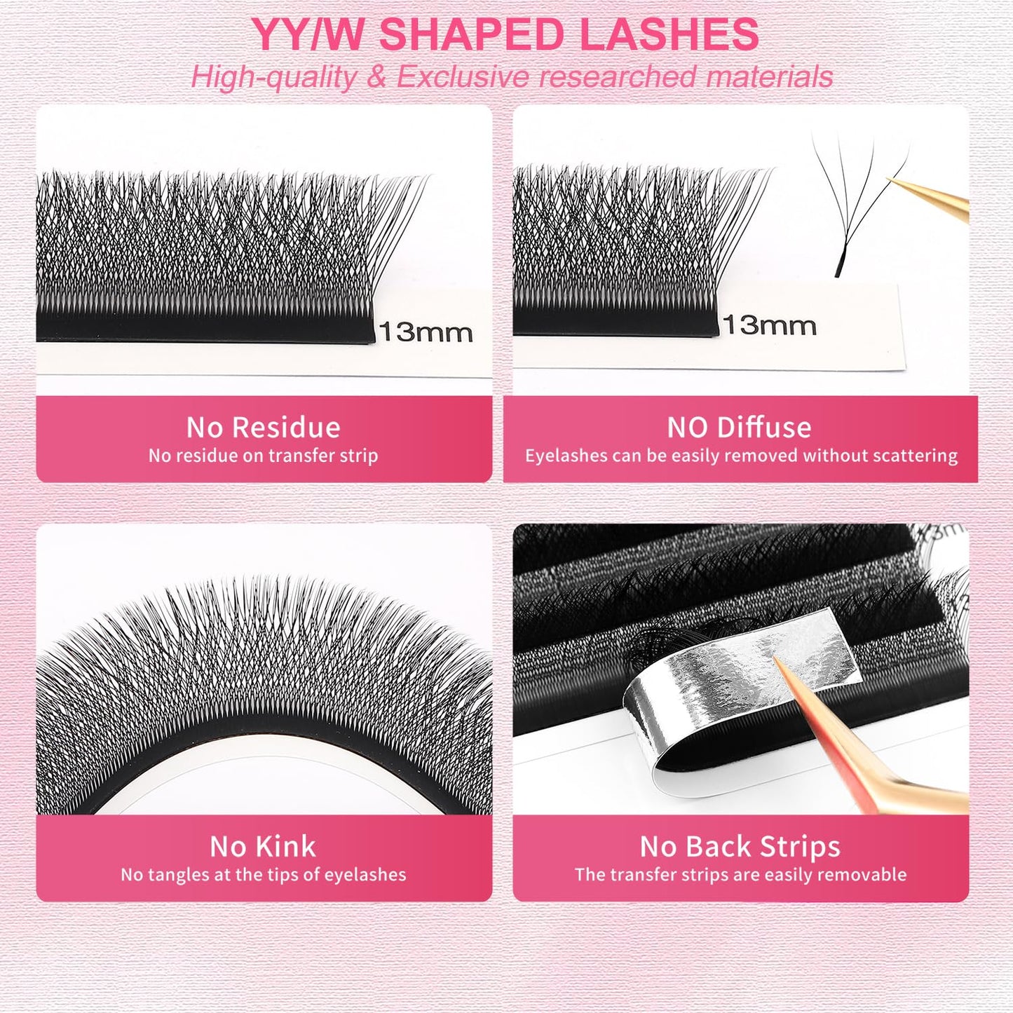 W Lash Extensions Supplies 4D Eyelash Extensions W Shape 0.07mm Thickness D Curl 12mm Premade Fans Easy Fan Lashes Volume Matte Black 12 Rows Crisscross Eye Lashes(W-4D-0.07-D,12mm)