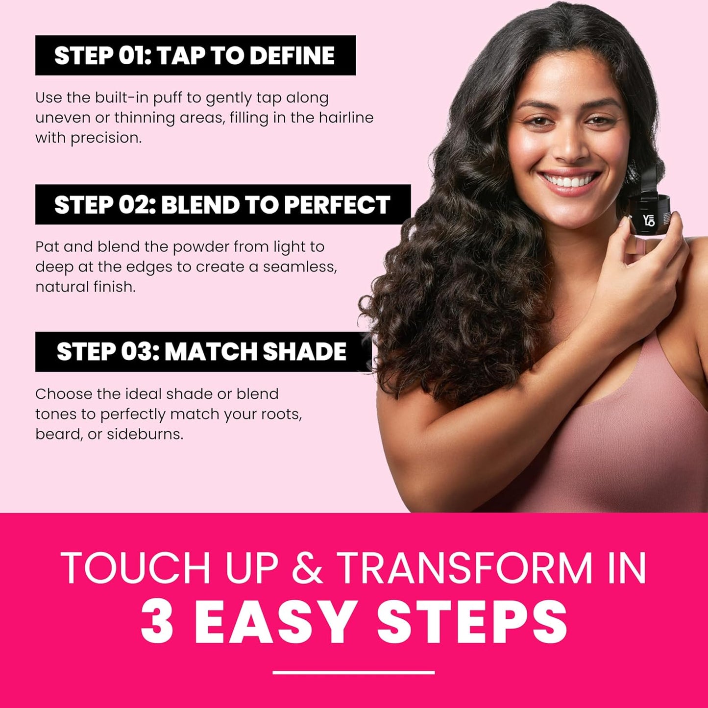 VELO Hairline Powder–AUBURN Hair Root Touch Up Powder for Women & Men–Instantly Covers Gray Hair, Thinning Hair & Bald Spots–Sweatproof Root Cover Up–Puff & Mirror Compact, 13 Shades