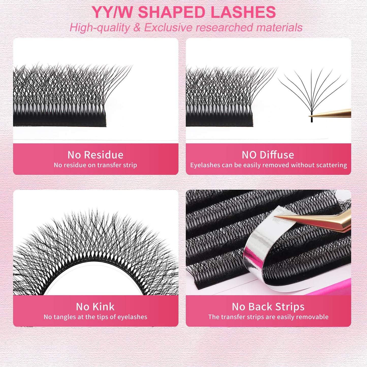 W Lash Extensions Supplies 8D Eyelash Extensions W Shape 0.07mm Thickness D Curl 9mm Premade Fans Easy Fan Lashes Volume Matte Black 12 Rows Crisscross Eye Lashes(W-8D-0.07-D,9mm)