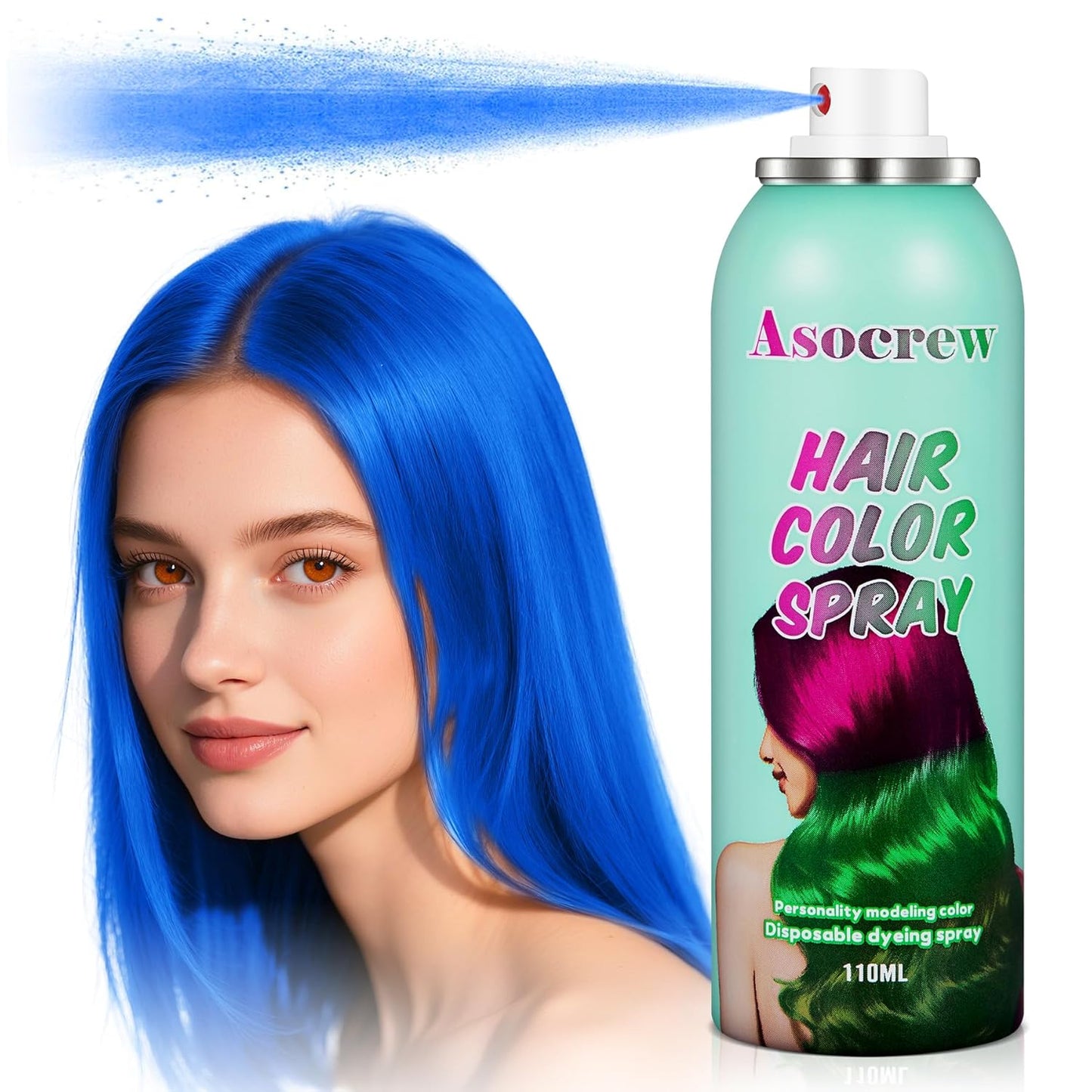 Blue Hair Spray,Hair Color Spray Dye,Temporary Hair Color Spray for Kids Women,Hair Color Dye Pomades,Washable Hair Coloring Natural Color Hair Spray for Party,Halloween,Cosplay(Blue)