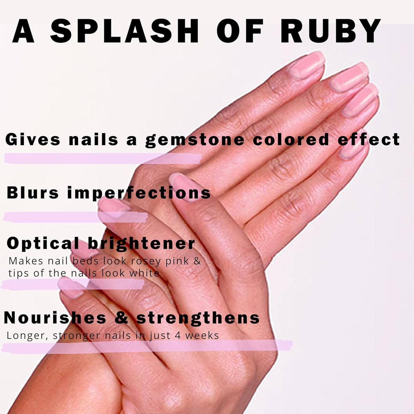Perfect Formula Ruby Pink Gel Coat - Nail Strengthener, Keratin Nail Treatment, Gemstone Pink Gel Nail Polish - Nail Strengthener for Damaged Nails - Made In The USA .60 fl oz.
