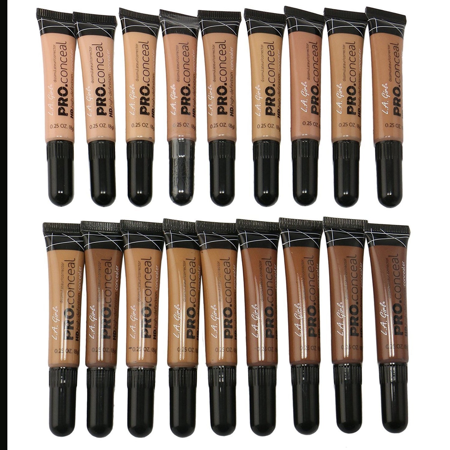 L.A. Girl PC Pro Conceal High Definition Concealer set of color GC971988, All, 16 Ounce, (Pack of 18) (LAX-GC971-GC988)