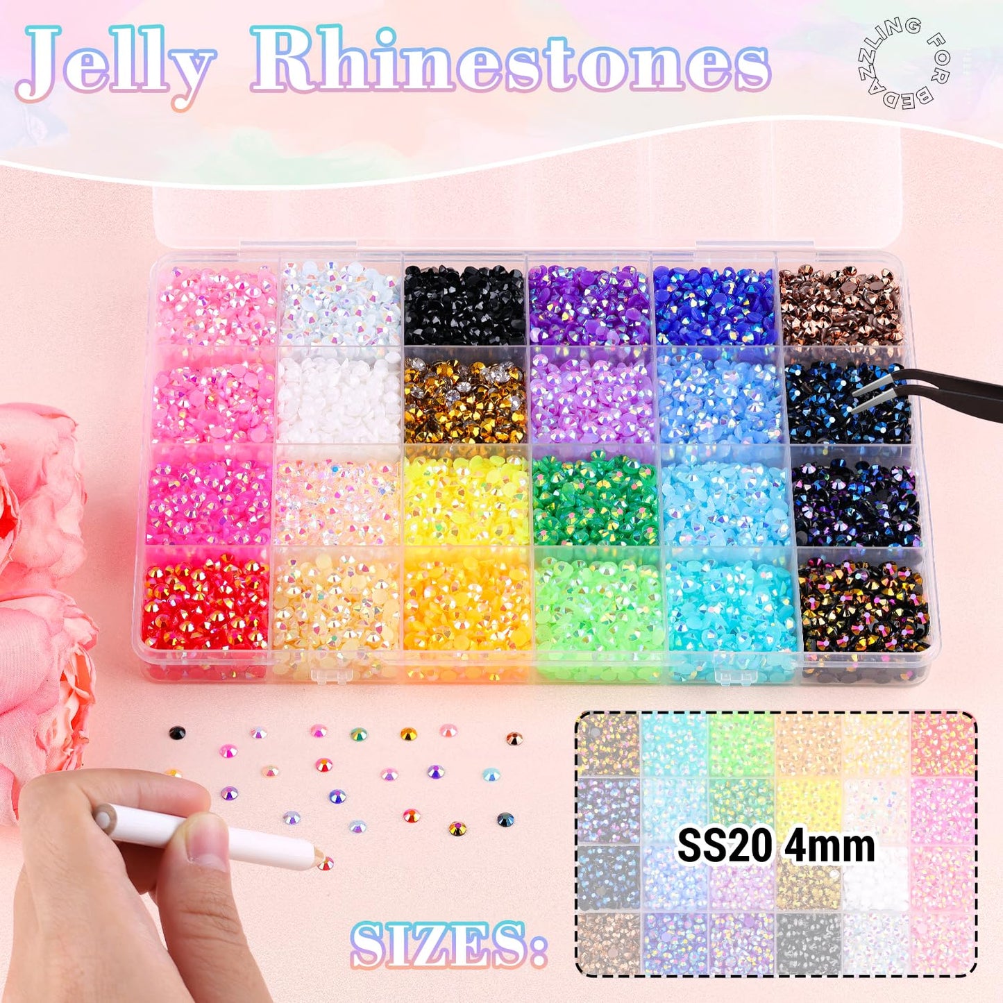 12600Pcs Resin Rhinestones with B7000 Jewelry Glue for Crafting, Multicolors 4mm Non Hotfix Flatback Gems, Bedazzling Crystal for DIY Crafts Clothing Tumblers Mugs Shoes Fabric Decor Nail Art