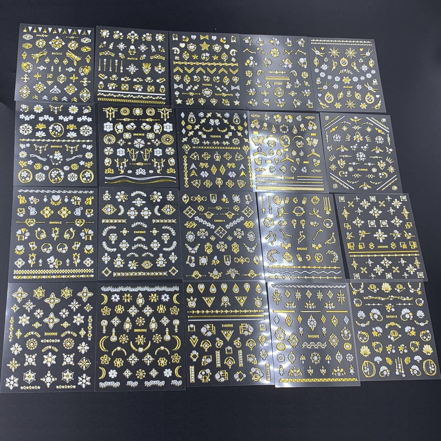22 Sheets 3D Nail Adhesive Stickers for Women Gold Metallic Chain Line Nail Stickers Diamond Design Luxury Nail Art Decoration with with Tweezers Nail File Separators
