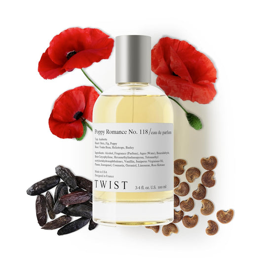 Twist Poppy Romance No. 118 - Inspired by J. Malone's Scarlet Poppy Intense, Long-Lasting Perfume for Women and Men, Tonka & Poppy, Clean Ingredients, Unisex Fragrance – 100 ml | 3.4 fl. oz.