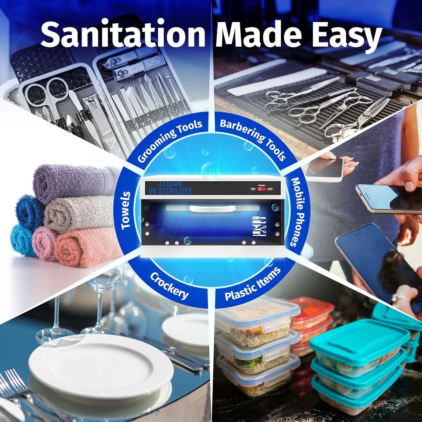 JJ CARE UV Sanitizer Cabinet – 8L Capacity, Manual Timer, Professional Tabletop UV Sanitizer Cabinet for Salon, Spa, Office & Home Use, 99% Sanitization Efficiency