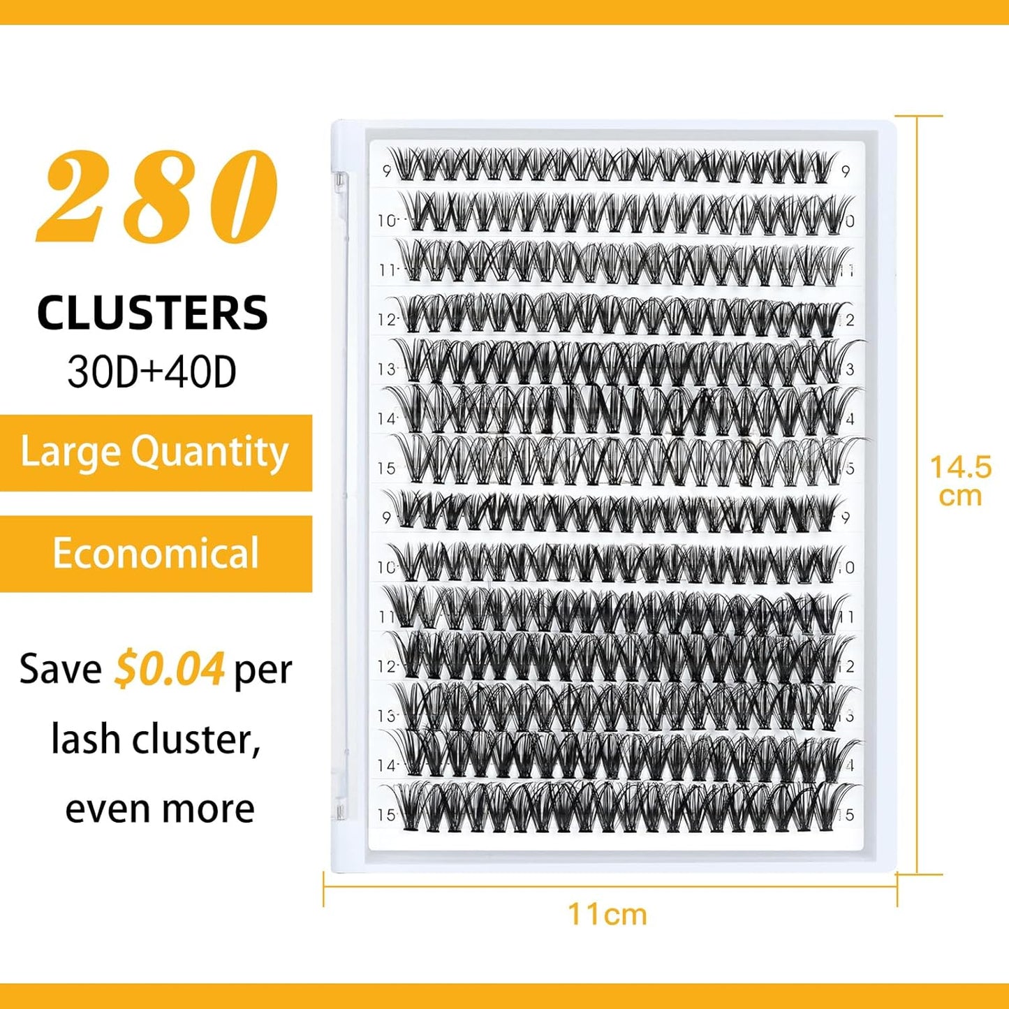 B&Q Lash Clusters 30D+40D-D-9-16MIX B&Q LASH 280 Clusters False Eyelash 9-16MIX Lash Clusters Extensions DIY Eyelash Extensions at Home (30D+40D,D-9-16MIX)