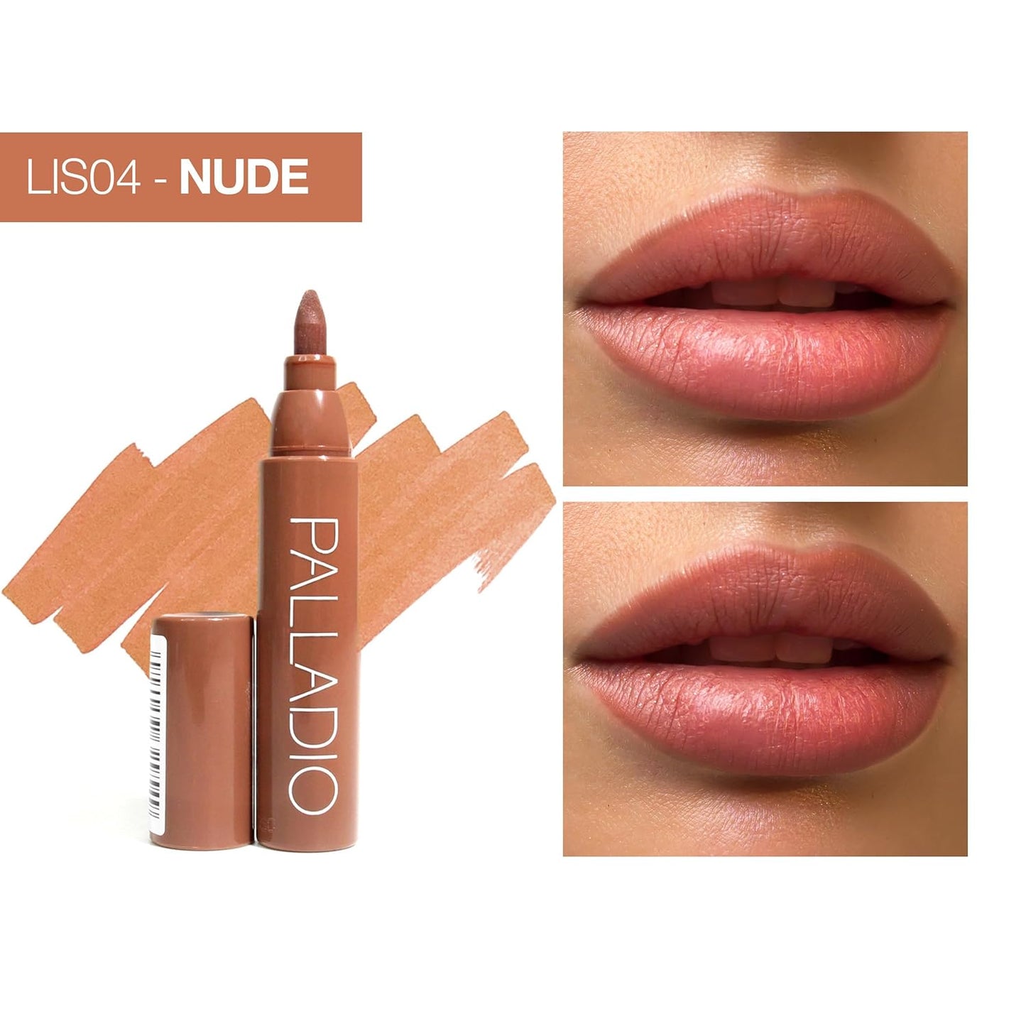 Palladio Lip Stain, Hydrating and Waterproof Formula, Matte Color Look, Longlasting All Day Wear Lip Color, Smudge Proof Natural Finish, Precise Chisel Tip Marker, Nude