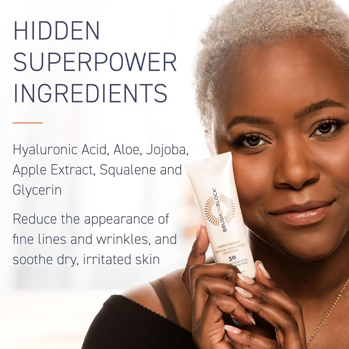 Brush On Block Untinted Mineral Sunscreen SPF 50 for Face | Broad Spectrum, Hyaluronic Acid, Sheer & Non-Greasy Moisturizer for Sensitive Skin, Zinc Oxide Sunscreen, P++++, Made in USA