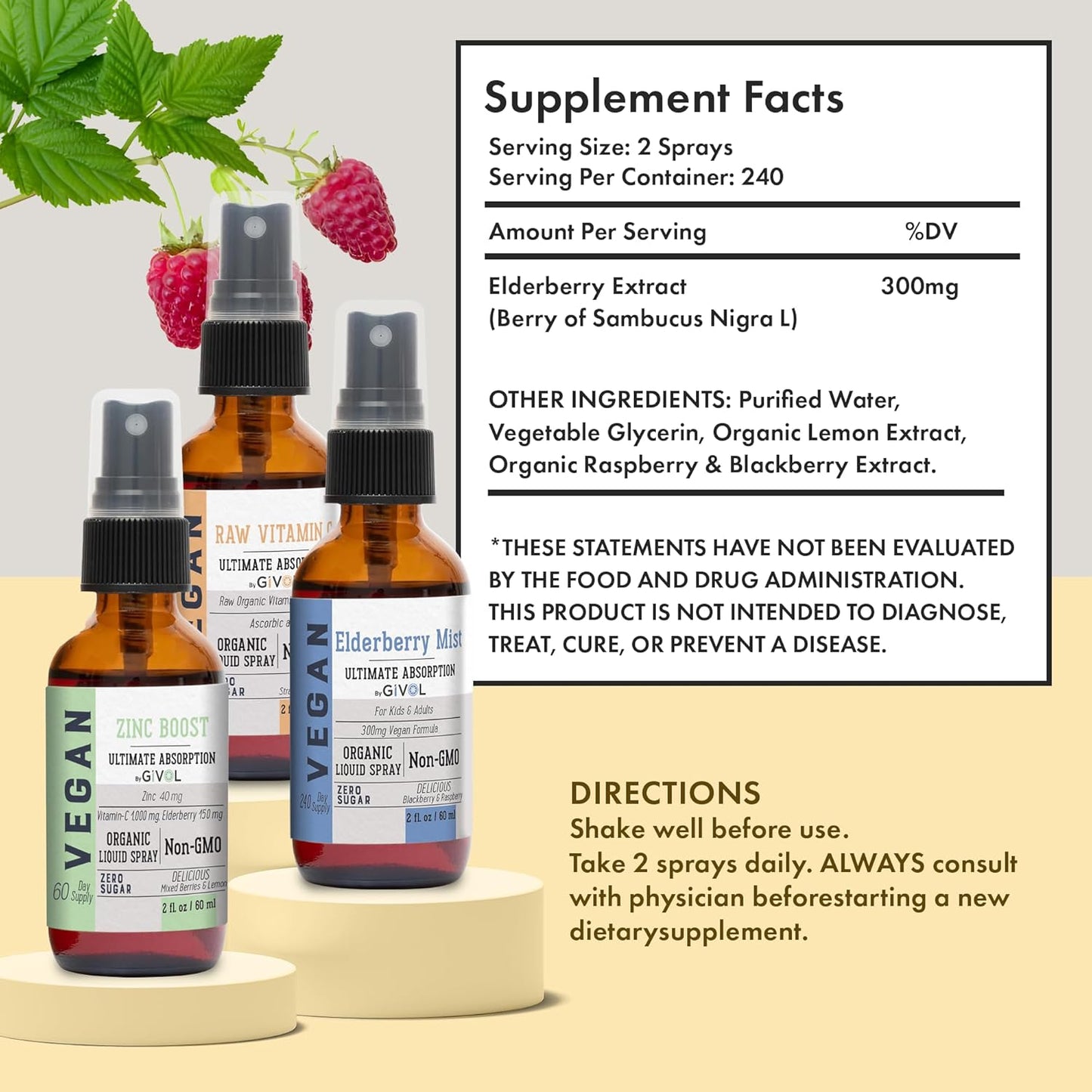 Immunity Pack Liquid Vitamins (Pack of 3) Sambucus Nigra Elderberry Mist, Zinc Boost Mist and Vitamin C Mist (Extra Strength) - Natural Immune System Support - Non-GMO Gluten-Free - 240 Days Supply