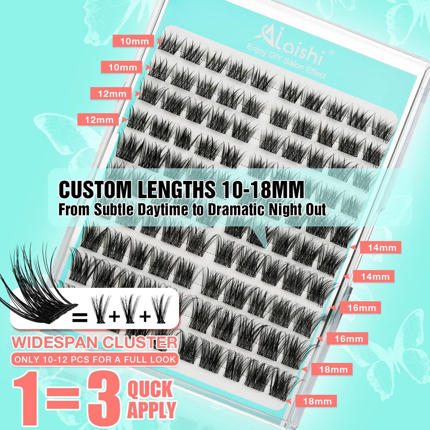 No Glue Needed Lashes, Self Adhesive Eyelashes, DIY Lash Cluster Eyelash Extensions Kit 10‑18mm,120pcs Fluffy D Curl Soft Natural Lashes with Tweezers–Fake Cat Eye Wispy Individual Clusters(NGDYAA1)