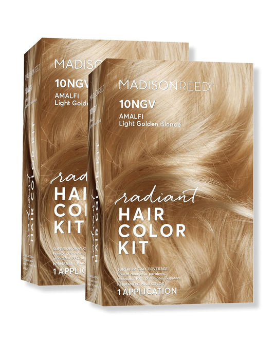Madison Reed Radiant Hair Color Kit | 10NGV Light Golden Blonde (Amalfi Blonde) for 100% Gray Hair Coverage | Dimensional Salon-Quality Permanent Hair Dye | PPD-Free & Ammonia-Free | 2 Pack