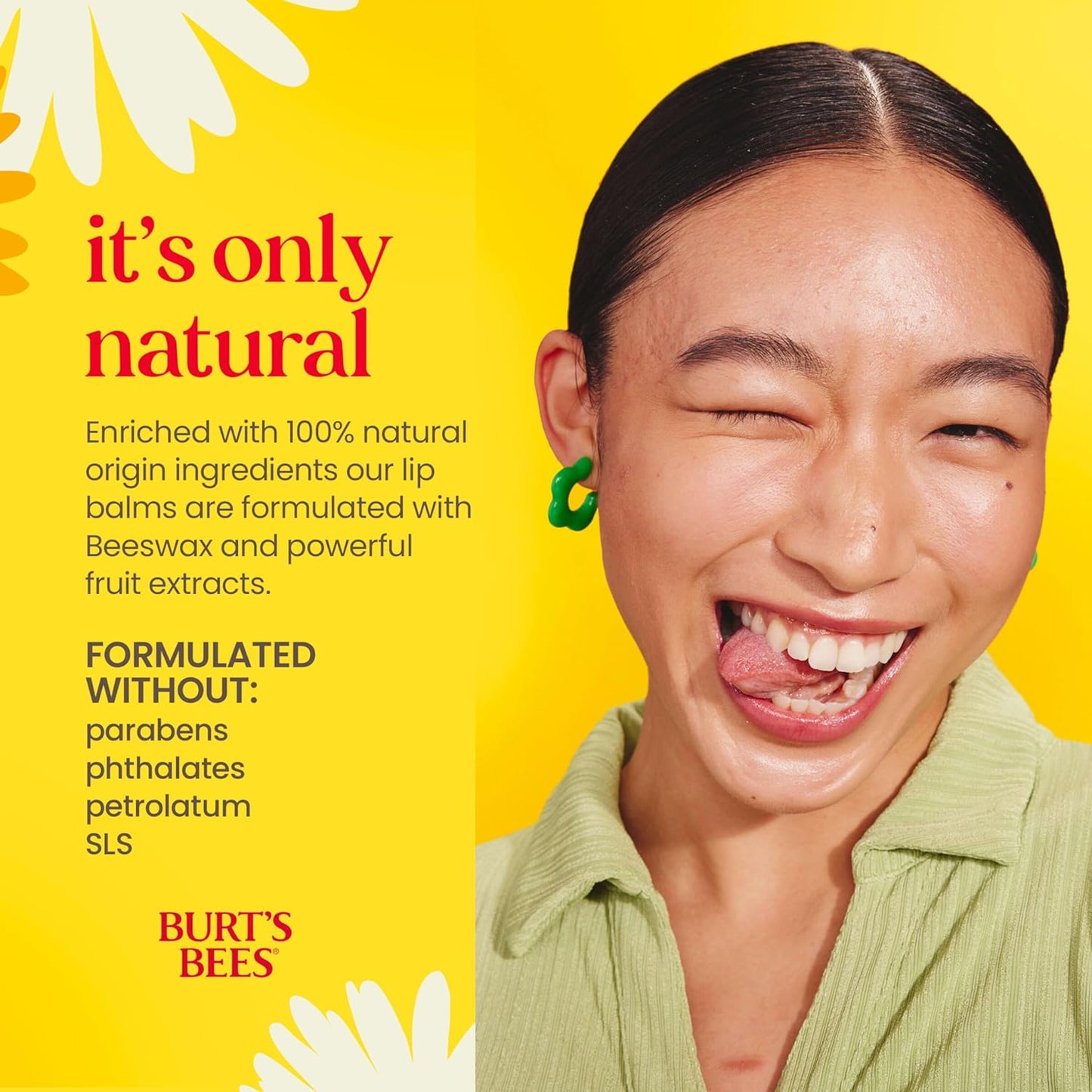 Burt's Bees Lip Balm, Beeswax, Strawberry, Coconut and Pear, and Vanilla Bean Pack, With Responsibly Sourced Beeswax, Tint-Free, Natural Lip Treatment, 4 Tubes, 0.15 oz.