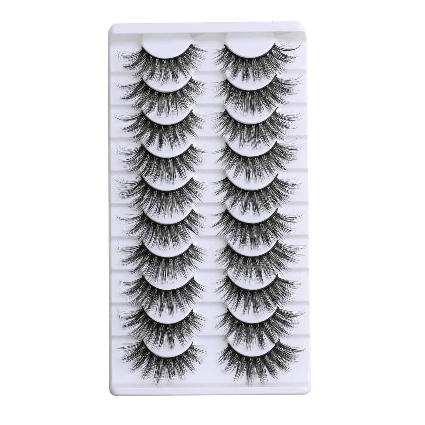 SUNWELL False Eyelashes 16mm Mink Lashes Cat Eye Faux Mink Lashes 8D Fluffy Strip Lashes Soft Wispy Luxury Volume Fake Eyelashes 10 Pairs Pack