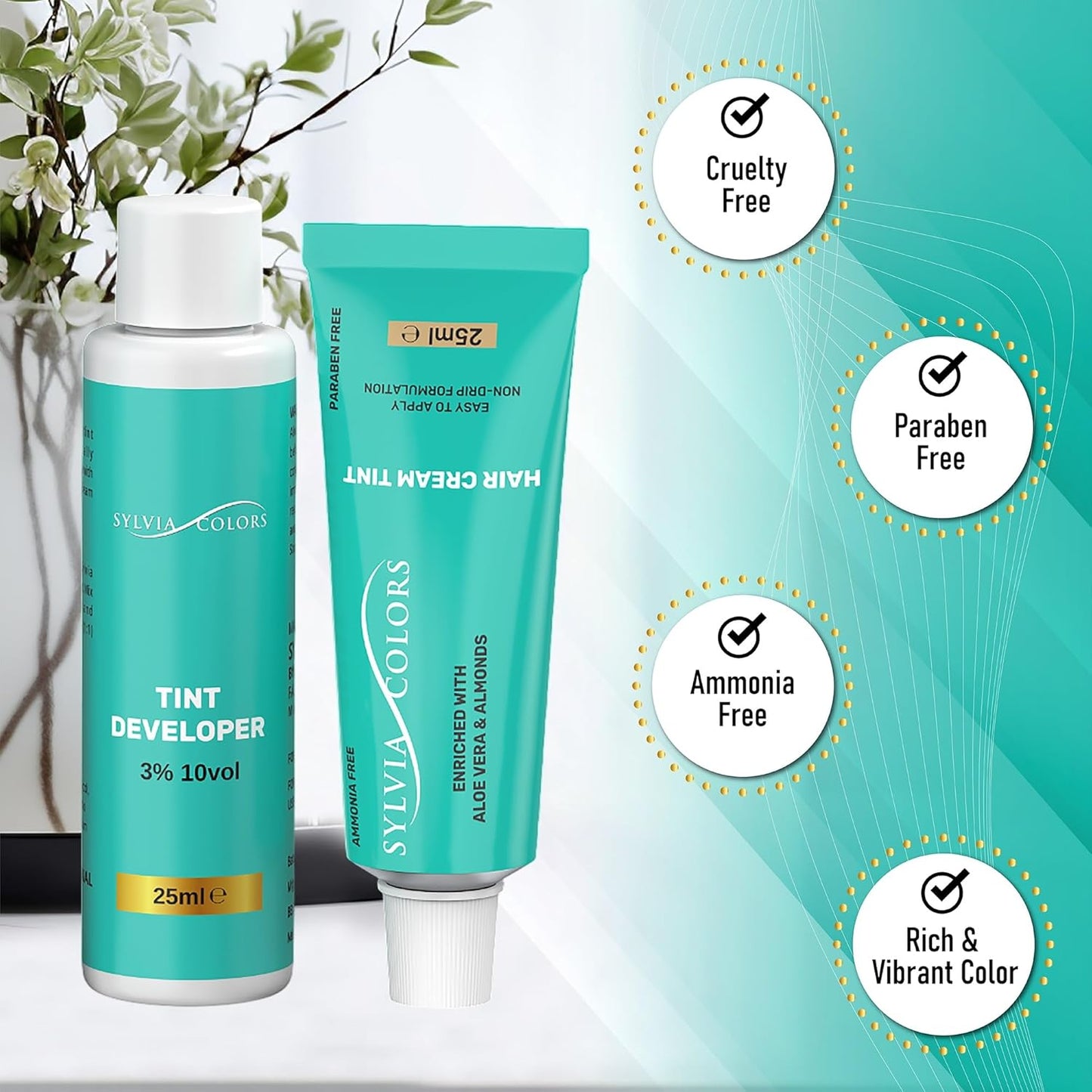 Professional Tint Kit Semi-Permanent 40 Applications Lasts 4-6 Weeks Spot Coloring Set WaterprooF (Black, 25 ML)