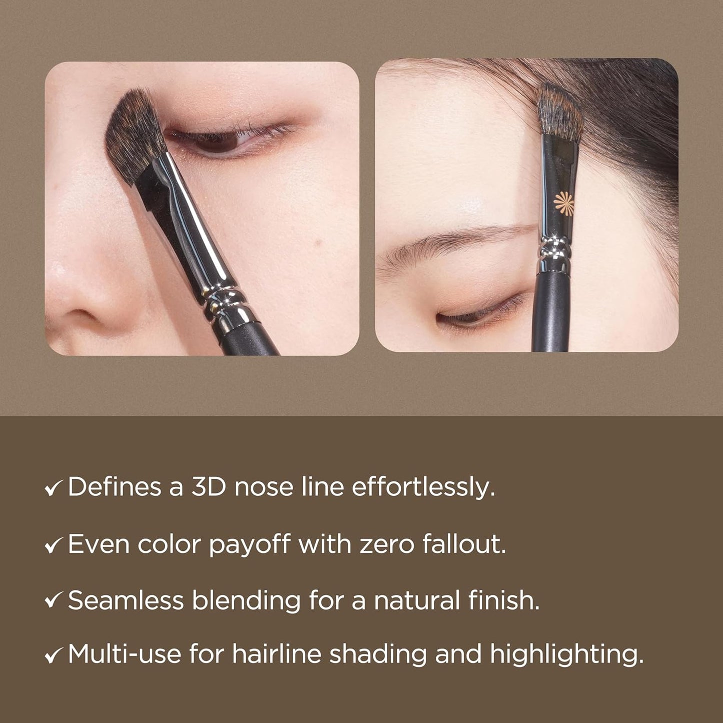 Piccasso 201 Nose Shading Brush – Soft Hair Makeup Brush for Nose Shaper and Face Makeup, Small Angled Brush for Precise Contouring and Blending, Korean Professional Beauty Tool for Daily Use