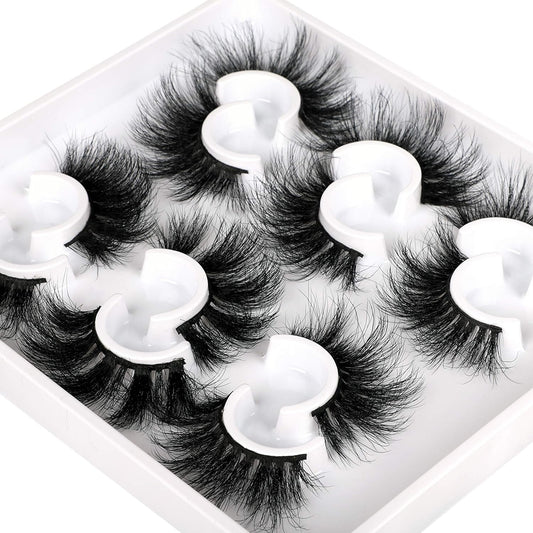 Mink Lashes Fluffy Eyelashes Dramatic Long Wispy Fake Eyelashes Thick 6 Styles Mixed Luxury Russian Strip D Curl False lashes Soft Handmade Reusable Lashes Pack