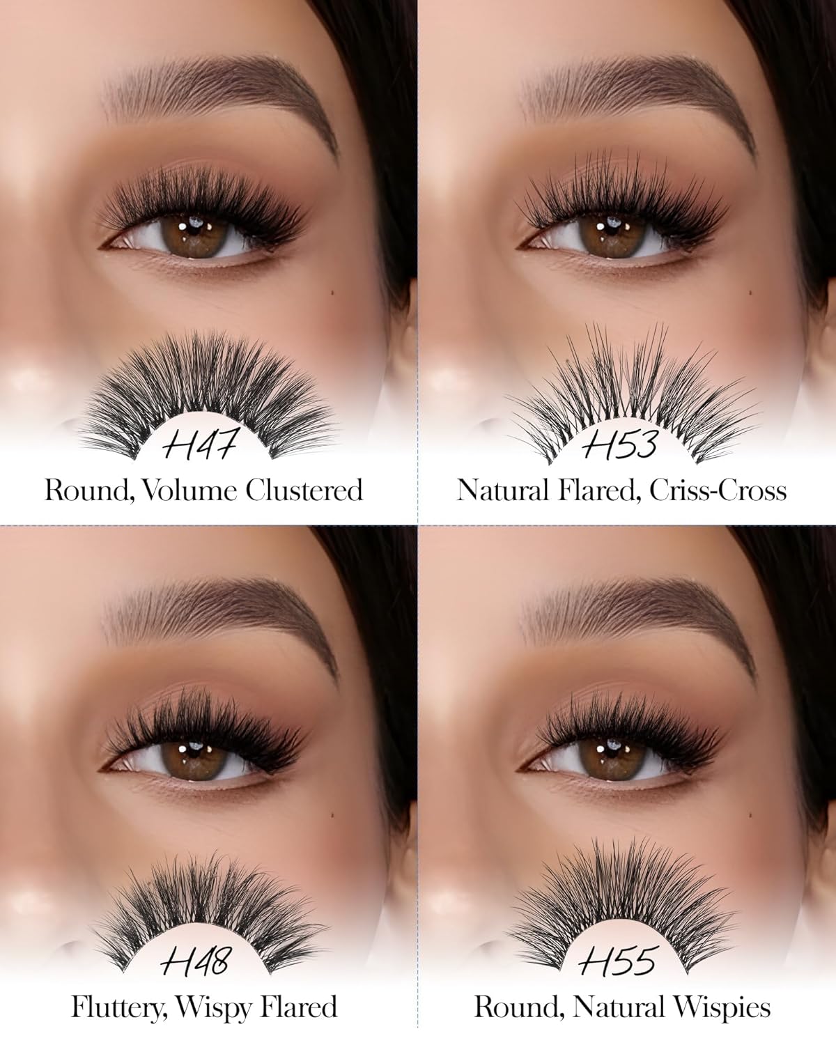 BEYELIAN Fake Eyelashes Strip 20 Pairs Fluffy Cat Eye Lashes Soft and Lightweight False Lashes 3D Volume Faux Mink Lashes Luxurious Lash Pack, Reusable, Easy to Apply (20P-HSCS-MIX-2)