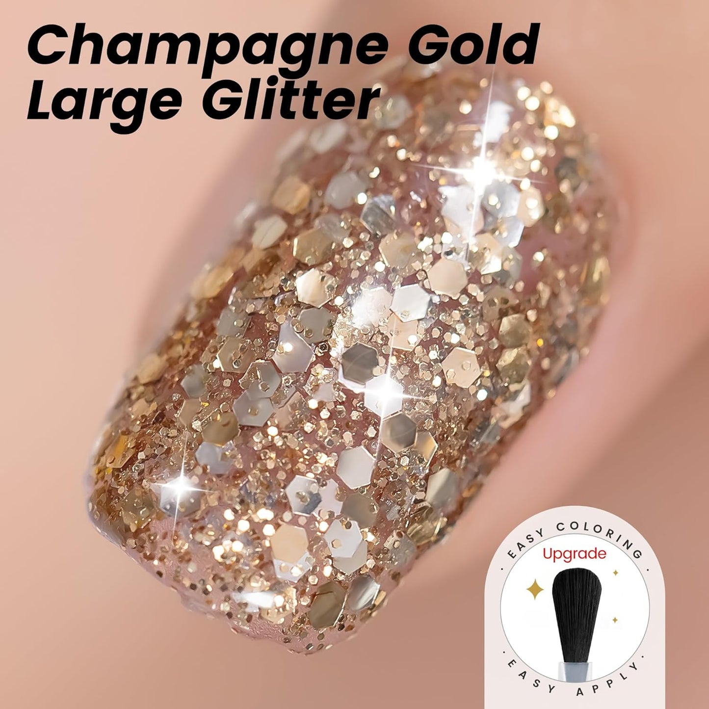 YTD Likomey Glitter Gel Nail Polish,15ml Champagne Gold Glitter Fall Winter Shiny Sparkly Salon Home DIY Manicure UV Color Varnish,SF399