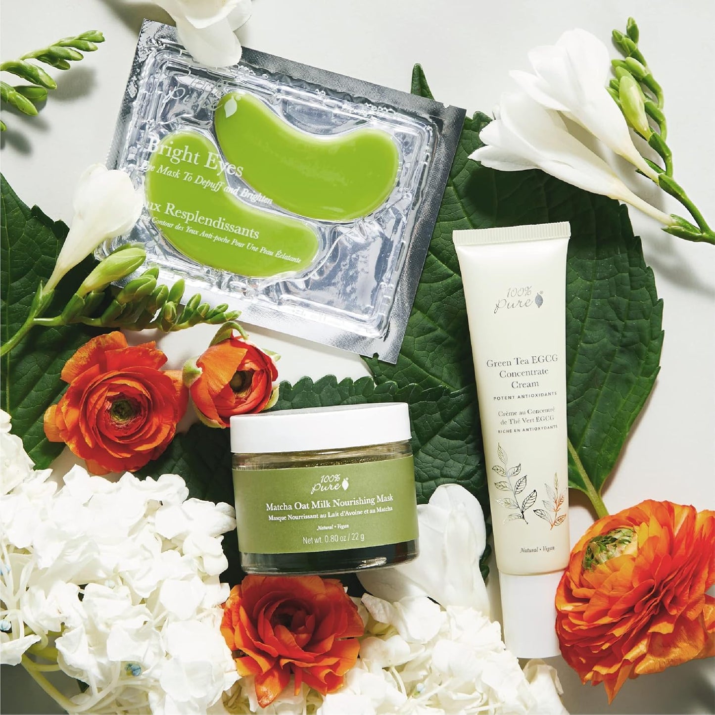 100% PURE Bright Eyes Masks Under Eye Skincare Wrinkle Smoothing Replenishment Diminish Dark Circles, Puffiness - Hydrating & Moisturizing Patches For Tired Eyes & Morning Bags - Vegan - 1 Pack