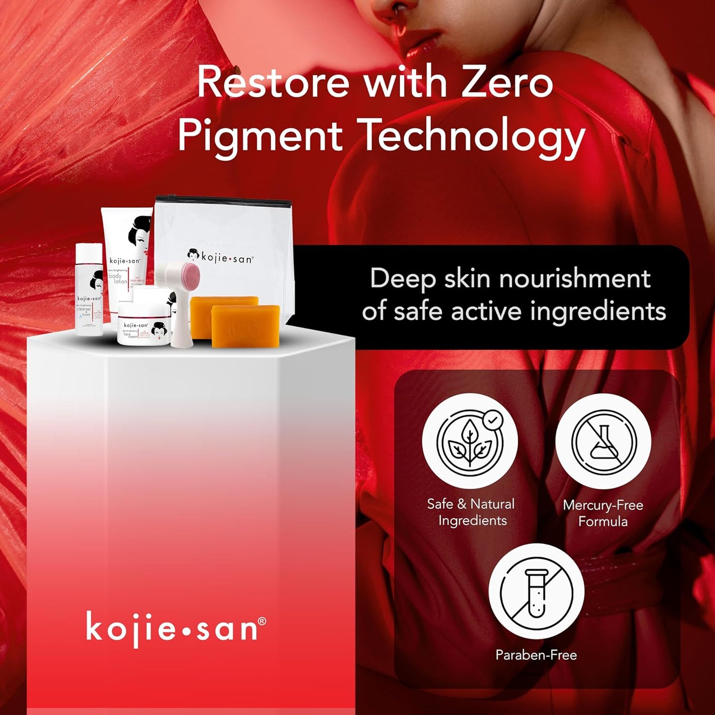 Kojie San Face & Body Shower Set - The Original Kojic Acid Soap that Reduces Visibility of Dark Spots, Hyperpigmentation, and Other types of Skin Damage – 135g x 2 Bars with Lotion, Cream and Toner