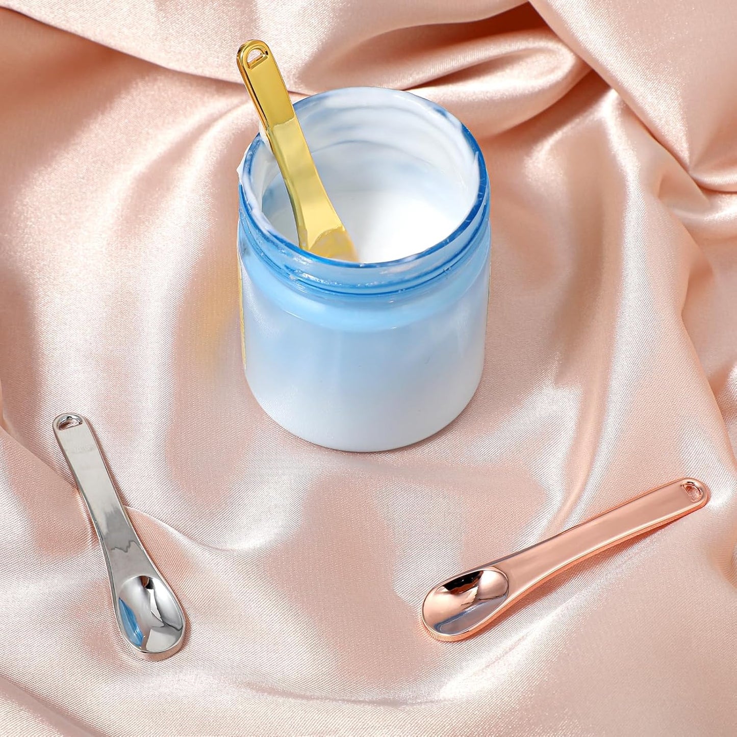 Prasacco 3 Pcs Skincare Spatula Metal Makeup Spatula Mini Cosmetic Spatula Small Scoops Facial Applicator Tool Beauty Spatula For Face Mask Eye Cream Lotions Moisturizers