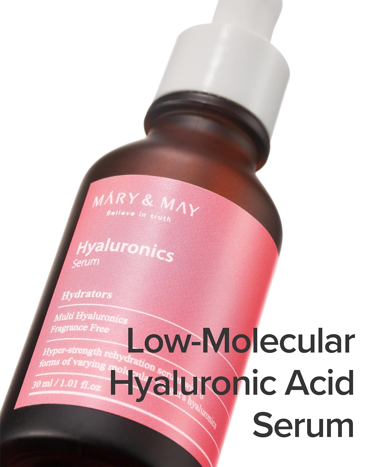 Mary&May Hyaluronics Serum - Deeply Hydrating Multi-Hyaluronic Acid Serum for Improved Skin Moisture and Elasticity - Korean Skincare, EWG Green Grade, Hypoallergenic, 1.01 fl.oz.