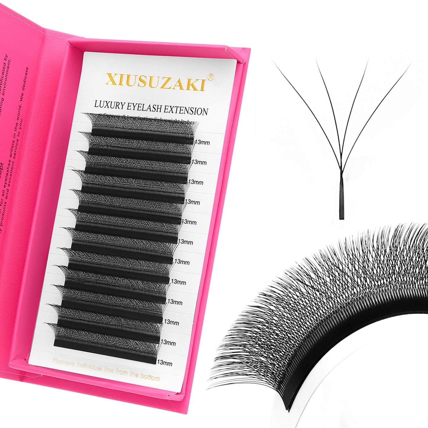 W Lash Extensions Supplies 4D Eyelash Extensions W Shape 0.07mm Thickness C Curl 9mm Premade Fans Easy Fan Lashes Volume Matte Black 12 Rows Crisscross Eye Lashes(W-4D-0.07-C,9mm)
