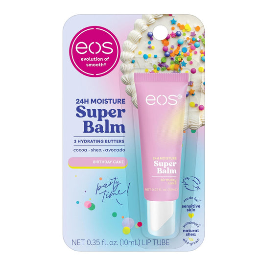 eos 24H Moisture Super Balm - Birthday Cake, Lip Mask, Day or Night Lip Treatment, Made for Sensitive Skin, 0.35 fl oz