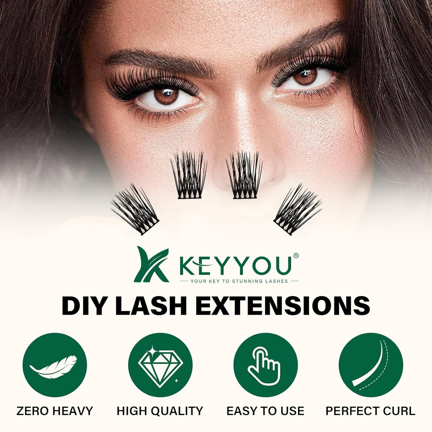 Lash Clusters 144pcs Individual Lashes D Curl 12mm Eyelash Clusters KEYYOU Air Touch Cluster Lashes Super Lightweight Soft Wispy Comfortable Easy DIY at Home(Air03-D-12mm)