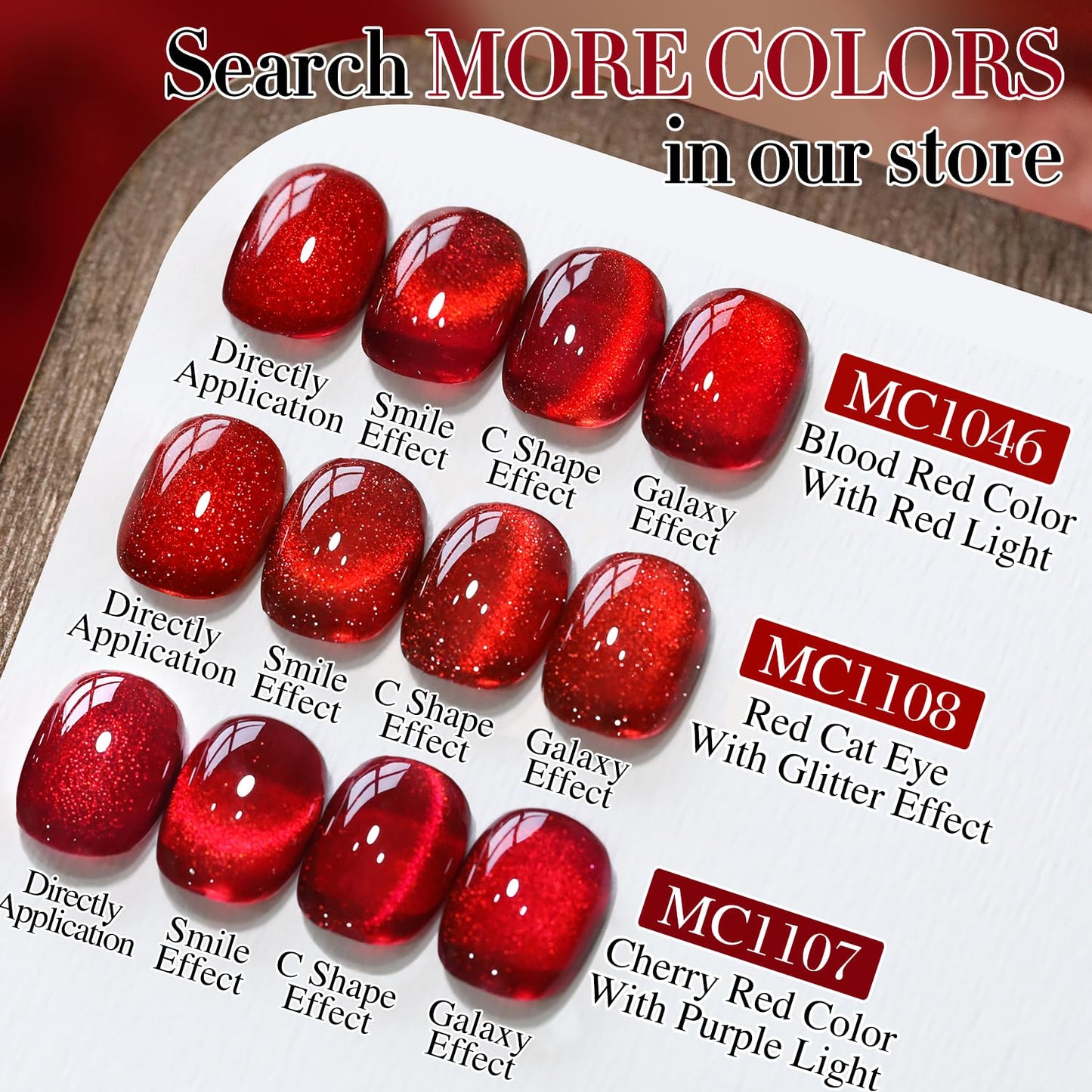 Double Rhythm Jelly Glass Cat Eye Gel Polish with Magnet 15ML Holographic Glitter Shimmer Translucent Sheer Color Magnetic Nail Polish Salon DIY at Home (Blood Red-MC1107)