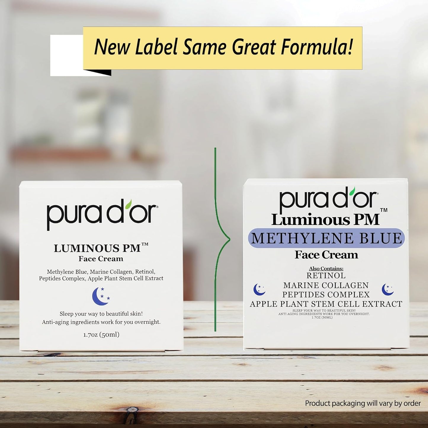 PURA D'OR 1.7 Oz Luminous PM Face Cream - Methylene Blue, Marine Collagen, Retinol, Peptides, Apple Stem Cell Extract - Anti-Aging Nighttime Moisturizer - Overnight Facial Treatment For Women & Men