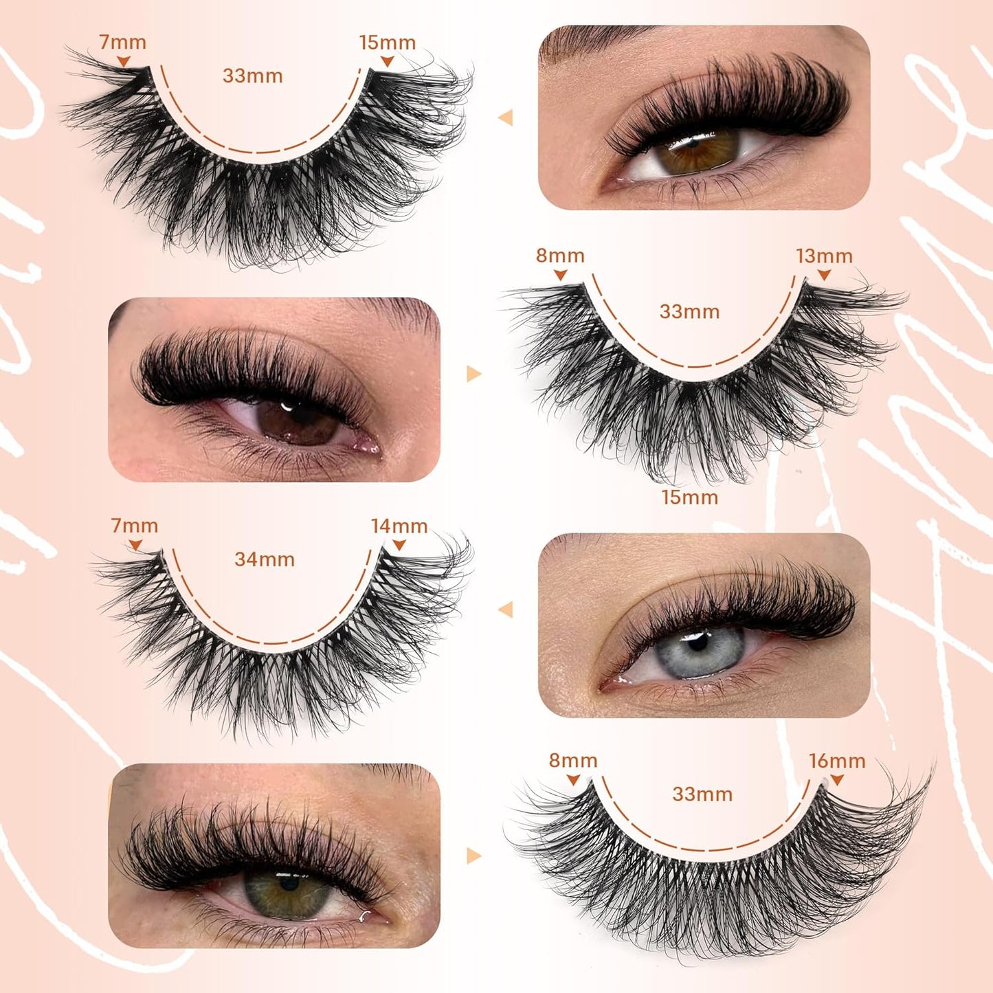 JIMIRE False Eyelashes 4 Styles Mixed Demi Wispies Cat Eye Lashes Mink Lashes Fluffy D Curl Russian Strip Lashes Natural Look Fake Lashes Pestañas 20 Pairs Pack